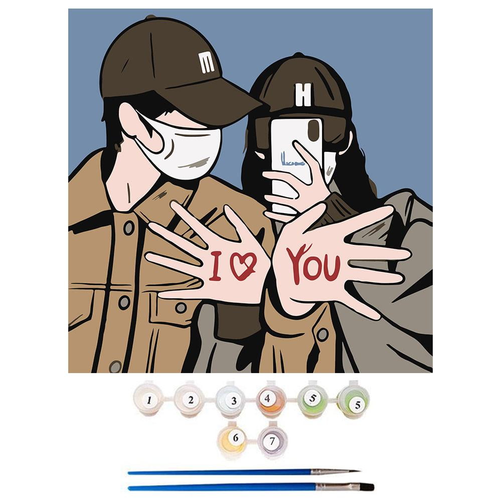 DIY Oil Painting Kit Paint By Numbers Beginner Frameless Adults Nice (χ