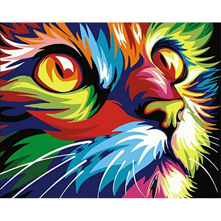  DIY Oil Painting Newsight Paintworks Paint by Number for Kids  and Adults (16 x 20Color Cat)