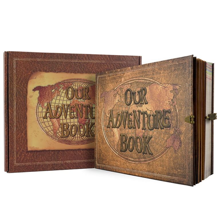 DIY Our Adventure Book Scrapbook Handmade Gift Box Travel Photo Album  Travel Retro Kraft 180 Page Wedding Anniversary Album 25*20cm Brown