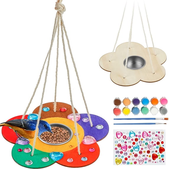 DIY Outdoor Bird Feeder Kit, Kids Craft Project, Wooden Paintable Bird Feeder For Garden, Backyard, And Classroom Activities