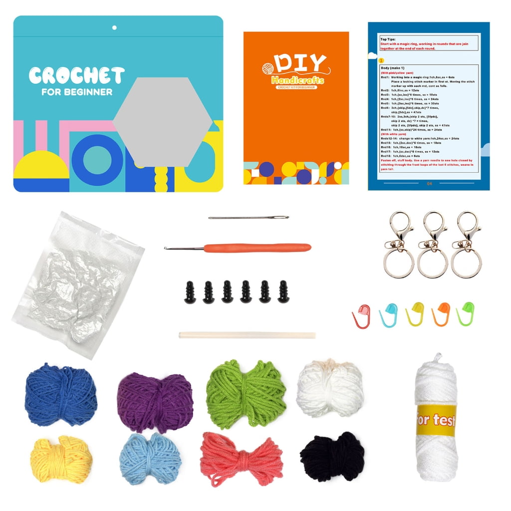 Animal Crochet Kits DIY Owl Penguins Crochet Kits Include Crochet Hook, Yarn, Needle, Plastic Eyes, Knitting Marker