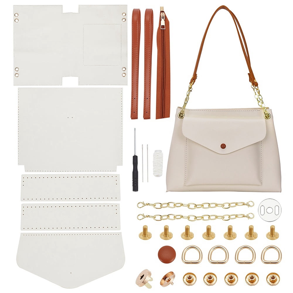 DIY PU Leather Bag Making Kit White Large Tote Bag Making Kit DIY PU Leather Shoulder Bag DIY Sewing kit with Bag Sewing Kit