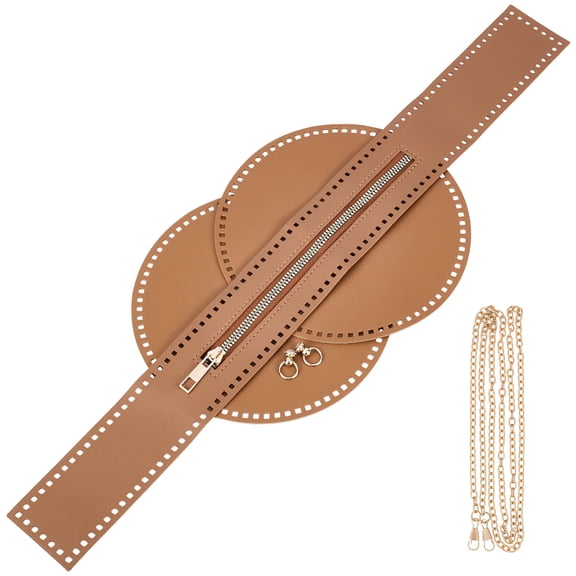 DIY PU Leather Bucket Bag Making Kits Including Metal Chain Zipper Bag Bottom Golden Peru 538x57x1.5mm Hole: 3.5x3.5mm