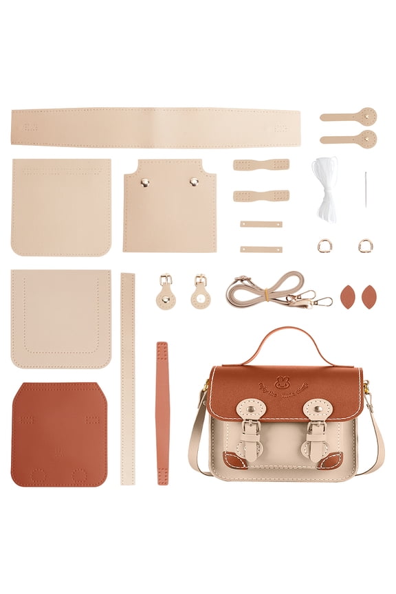 DIY PU Leather Shoulder Bag Making Set PU Leather Material Craft Tool Set Woman Handmade Satchel Handbag Making Kit 16x6.5x20cm diy