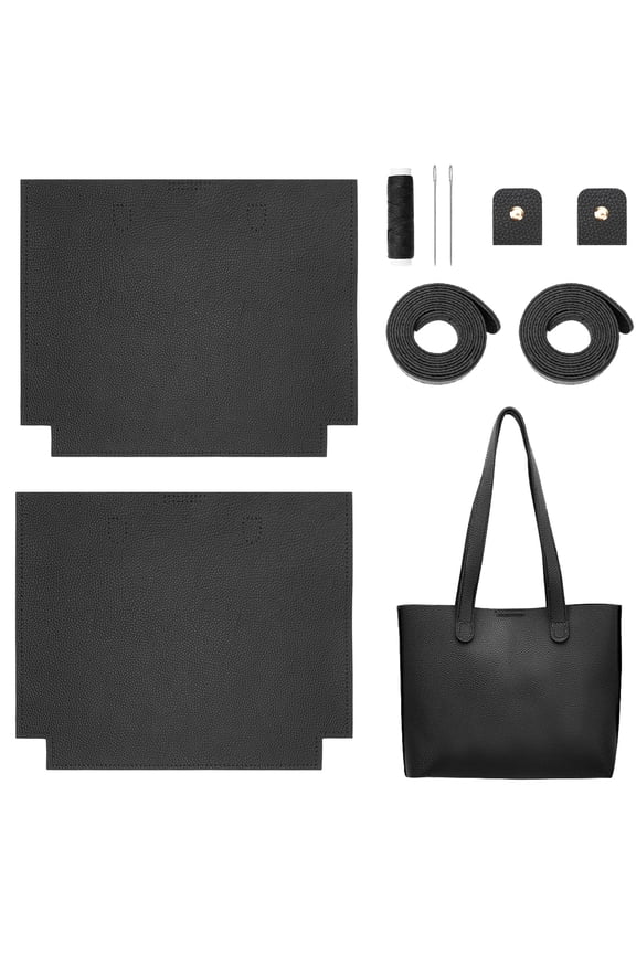 DIY PU Leather Tote Bag, EEEkit Crafting Personalized Handbag, Reusable Shopping Bag, Black