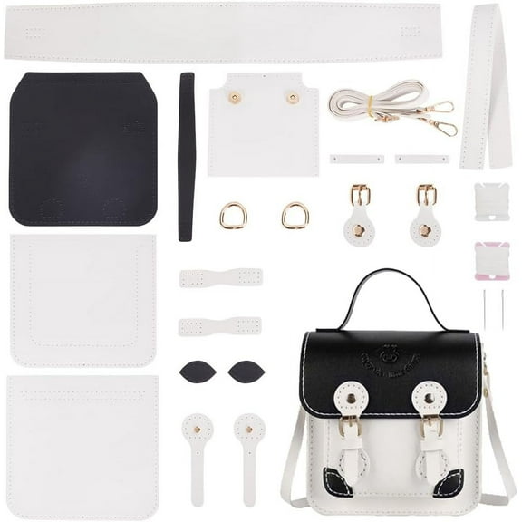 DIY PU Leather Women's Satchel bag Kits with Magnetic Closure White