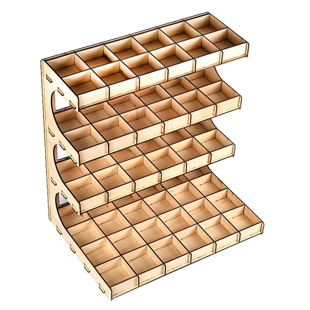 DIY Paint Ink Wooden Rack Model Holder Organizer 4-layer 60-grid