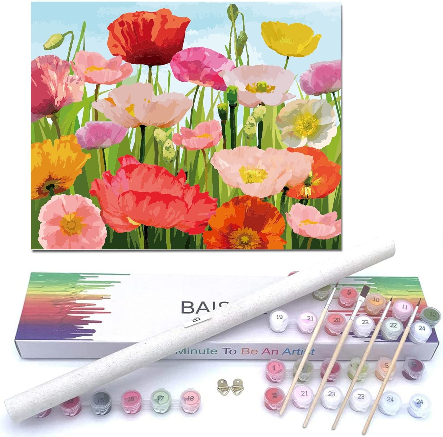 DIY Paint by Numbers Adults Beginners Flowers Canvas Pictures Drawing ...