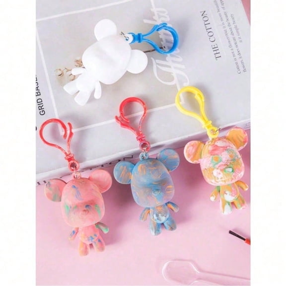 DIY Paint Your Own Bear Figurine Kit, Mini Unpainted Bear with Paint Set for Creative Art Projects