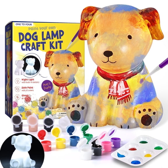 DIY Paint Your Own Dog Lamp Kit – Art & Craft Set for Kids Ages 3 4 5 6 - 12, Painting Kit for Birthday Gifts