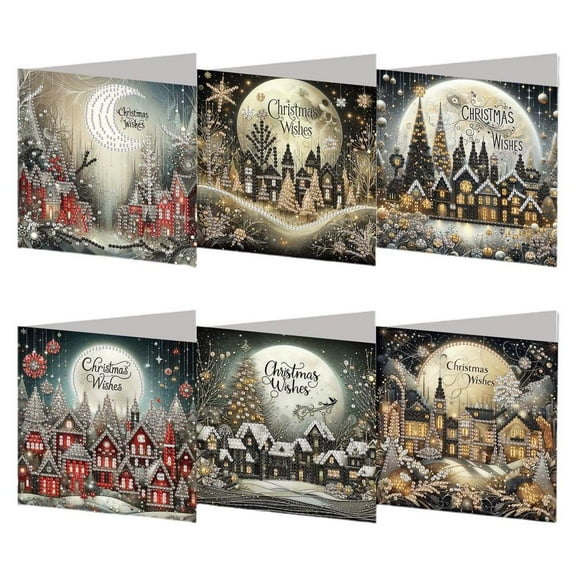 DIY Paint-by-Number Kit, 6 Postcards 12x6 in, Complete Set for Personalized Art, Perfect for Family Craft Nights and Holiday Gifts