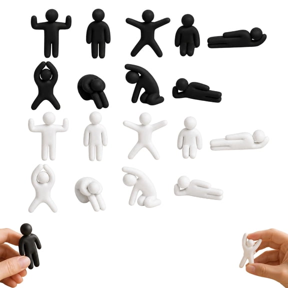 DIY Paintable 3D Character Figures 9-Piece Set Multi-Pose Posable Models for Drawing Animation Practice and Creative Gifts(Black)
