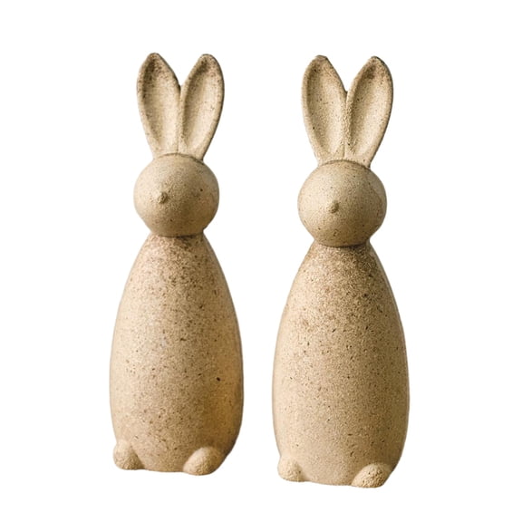 DIY Painting 3D Unpainted Wooden Bunny Figurines Set of 2, White Rabbit Embryo Decor for Easter Spring Table Centerpiece, Vintage Farmhouse Home Dorm Office Desktop