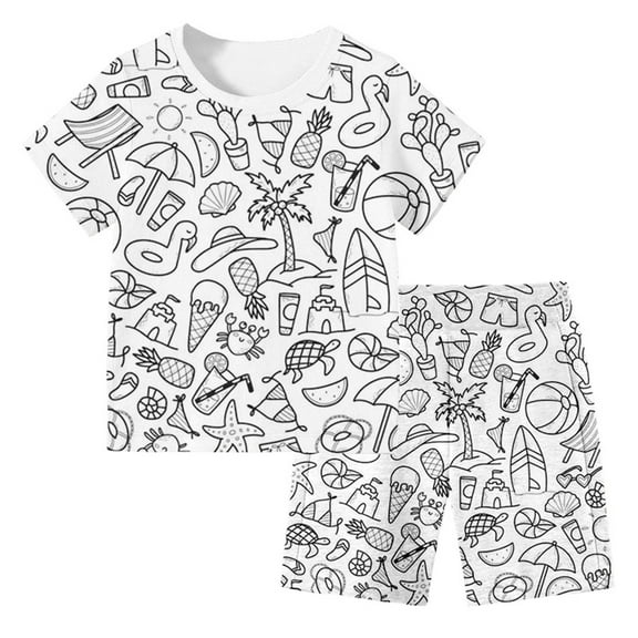 DIY Pajama Set for Kids 2 Pcs Pajama Set for Kids Toddler Loungewear Set Pjs Set Nightwear Outfit Cartoon Sleepwear Set Trending Pj Sets