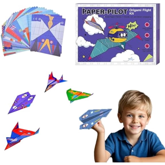DIY Paper Airplane Book, 16 Airplane Designs-16/48 Sheets of Papers, Complete Origami, Perfect Travel Gift for Boys and Girls with Video Tutorials (48 Page Paper)