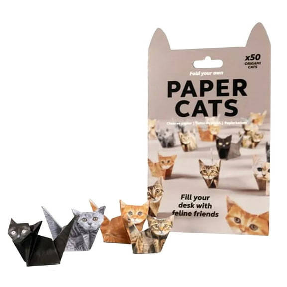 Origami Animal Shaped Decoration Kit 3D Handmade Origami Cat Model DIY Paper Cats DIY Cat Camp Fold Your Own Paper Cats For Crafts Art Kits Models Craft Stickers Pattern Cute Printing