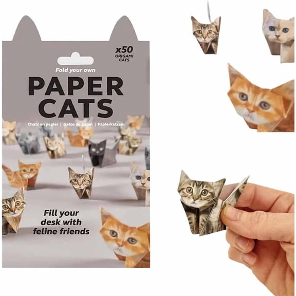 DIY Paper Cats - 50 Sheets DIY Origami Paper to Fold Cute Cat Figures, Fun 3D Paper Animal Papers Sculpture for Adults & Kids, Creative Simple Origami Desk Decor for Cats Lovers Relaxing(Cat)