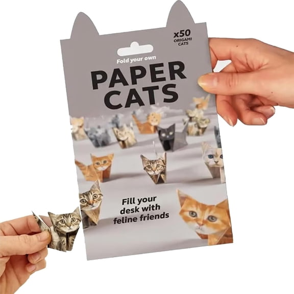 DIY Paper Cats - 50 Sheets DIY Origami Paper to Fold Cute Cat Figures, Fun Craft Activity for Adults & Kids, Desk Decoration(Cat)