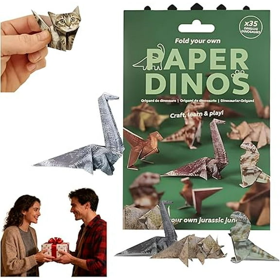 DIY Paper Cats, 50 Sheets DIY Paper Cats Origami Kit, 3D Handmade Origami Cat Model, Fold Your Own Papers Ca-t, 2026 Animal Shaped Decoration Kit (Dinosaur)