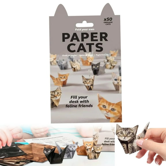 DIY Paper Cats, 50 Sheets Fold Your Own Paper Cats, DIY Origami Paper, Folding Papers for Beginners(Cat)