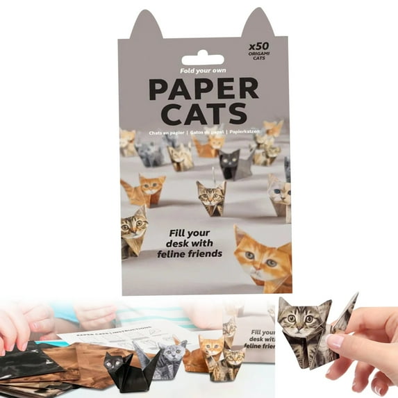 DIY Paper Cats, 50 Sheets Fold Your Own Paper Cats, DIY Origami Paper, Folding Papers for Beginners(Cat)