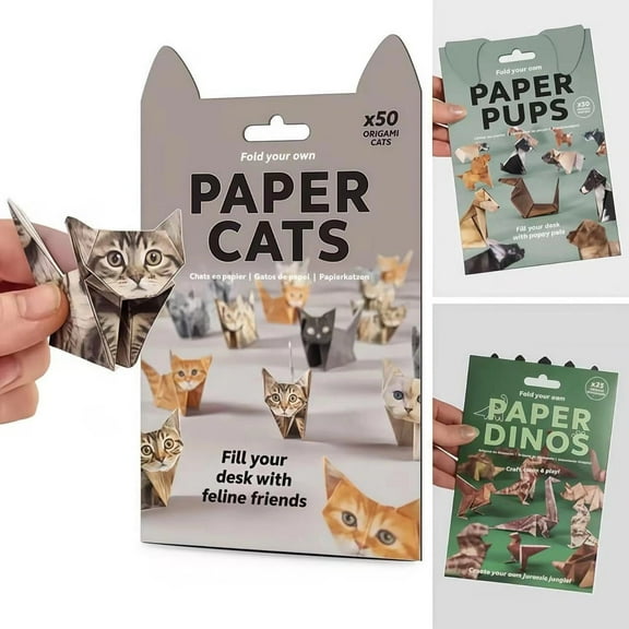 DIY Paper Cats – 50 Sheets Origami Paper for Folding Cute Cats Figures, Paper Cats Origami Craft Kit Perfect Desk Origami Cats Decoration & Creative Gift for Adults & Cat Lovers
