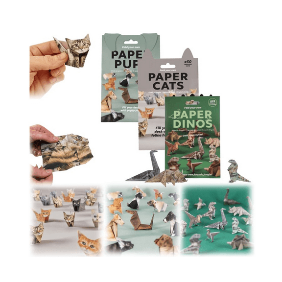 DIY Paper Cats DIY Cat Camp Origami Animal Shaped Decoration Kit 3D Handmade Origami Cat Model Fold Your Own Paper Cats for Crafts Art Kits Models Craft Stickers Pattern Printing (Cats,Pups,Dinos)