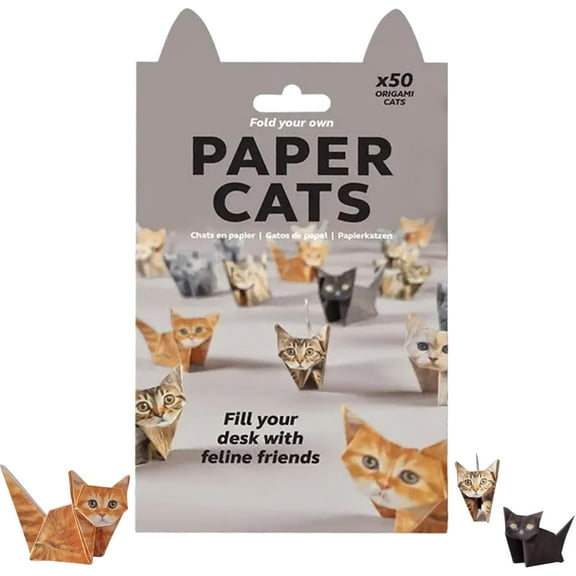 DIY Paper Cats Kit, Cute Kitten Origami Papercraft Kit, Fun 3D Paper Dog & Cat & Dinosaur Models, Animal Papers Sculpture for Teens & Adults, Decorative Papercraft Craft Set, DIY Art Gift, Cat