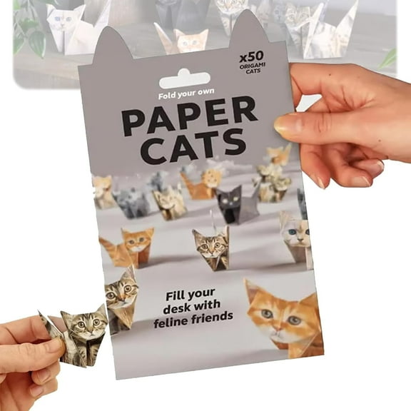 DIY Paper Cats Origami Kit, Cute Animals Shaped 3D Origami Kit, Christmas Decoration Kits, Fold Your Own Papers Cat, Christmas Gifts for Men, Women