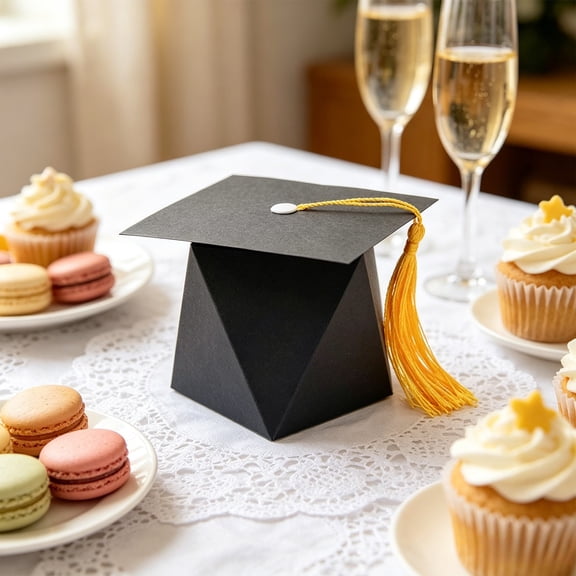 DIY Paper Graduation Cap Shaped Gift Box Sugar Chocolate Box for Graduation Favor Cap Bachelor Hat Wedding Candy Box Gift