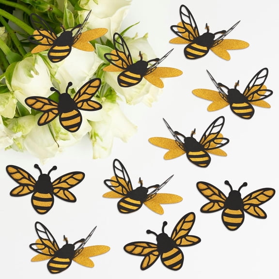 DIY Party Decor: 36 Tiny Bee Stickers, 2 Sizes, 3D Wall Crafts