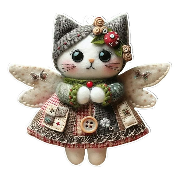 DIY Patchwork Animal Angel Kit, Handmade Sewing Craft Set with Fabric Pieces and Embroidery Accessories, Cute Animal Angel Ornament for Christmas Decor, Gifts, and Home Decoration(A)