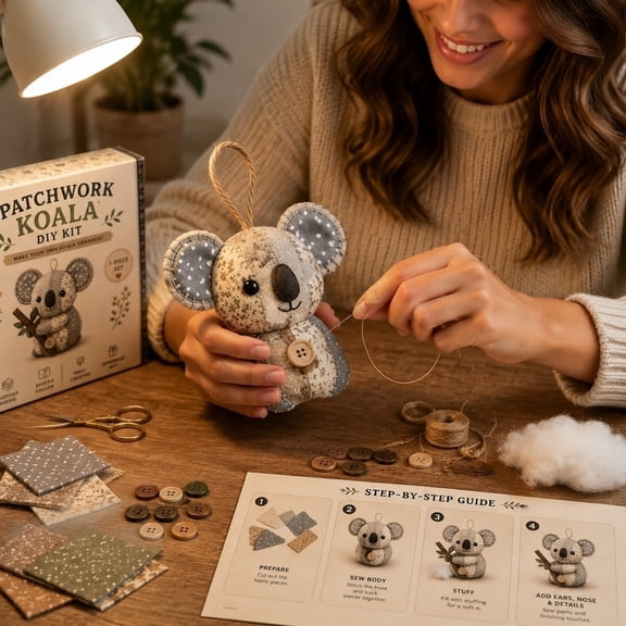 DIY Patchwork Animal Craft Kit For Adults, No Sew Plush Toy Making Set With Tools And Stuffing, Handmade Sewing Gift For Birthday Holidays
