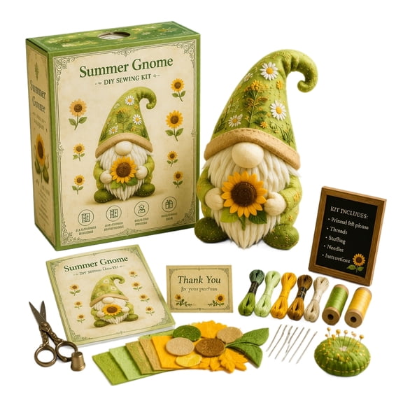 DIY Patchwork Animal Kit – Create Your Own Adorable Animals, Christmas Gnome DIY Patchwork Kit, 3D Cat DIY Sewing Project for Adults &Beginners, Home Decor & Gift,Army Green