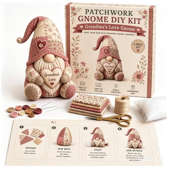 DIY Patchwork Animal Kit – Create Your Own Adorable Animals, Christmas Gnome DIY Patchwork Kit for Adults &Beginners, Home Decor & Gift(h)