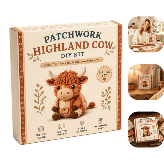 DIY Patchwork Animal Kit – Handmade Sewing Craft Kit with Pre-Cut Fabric & Stuffing, Plush Animal DIY Set for Cute Ornament, Shelf Décor, Quilting, Crafting & Creative Gift Projects