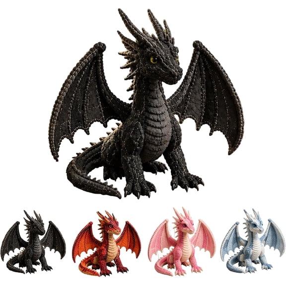 DIY Patchwork Animal Kit, Mysterious Black Dark Dragon Patchwork Collection, All-In-One Sewing Accessories To Make Vivid Stereo Figurines (Black)