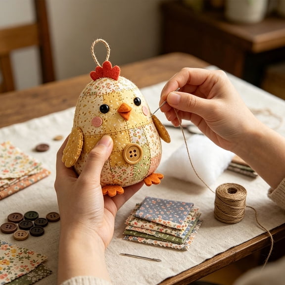 DIY Patchwork Animal Sewing Kit, Handmade Fabric Craft for Adults, 3D Cute Animal Stuffed Toy Making Set for Beginners, 3.9 Inches