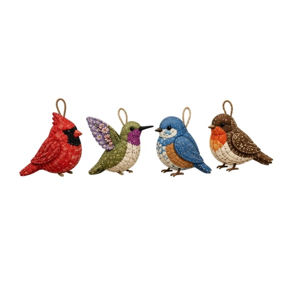 DIY Patchwork Bird Ornament Craft Kit - Handmade Fabric Hanging Bird Charm Set for Christmas Tree Decoration, Rustic Home Decor Gift, 1 Pack