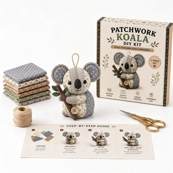 DIY Patchwork Doll Kit, Handmade Fabric Ornament Sewing Set, Complete Craft Kit With Fabric Stuffing Buttons Yarn And Scissors, Step By Step Doll Making Supplies, Hobby Gift