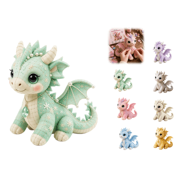 DIY Patchwork Dragon Kit,Cute Dragon Patchwork Craft Collection,Cute Animal DIY Patchwork Kit,for Adults &Beginners, Home Decor & Gift(Mint Green)