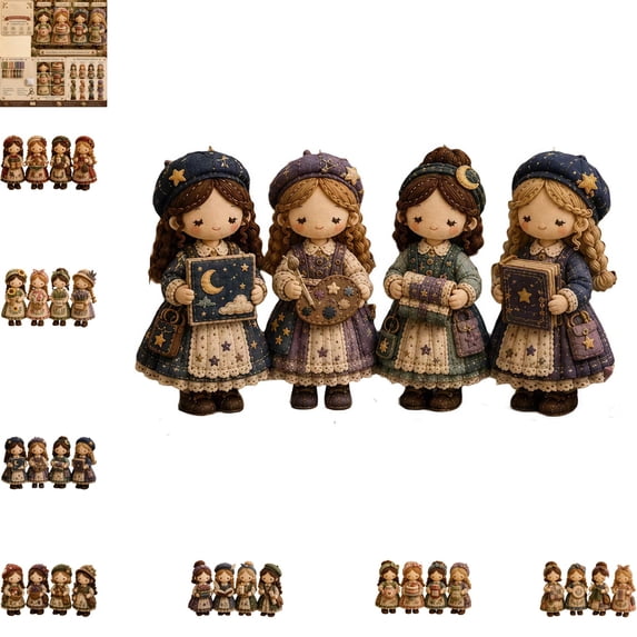 DIY Patchwork Dwarf Doll Sewing Kit for Girls, Beginner Creative Craft Set with Pre-Cut Brushed Plaid Fabric