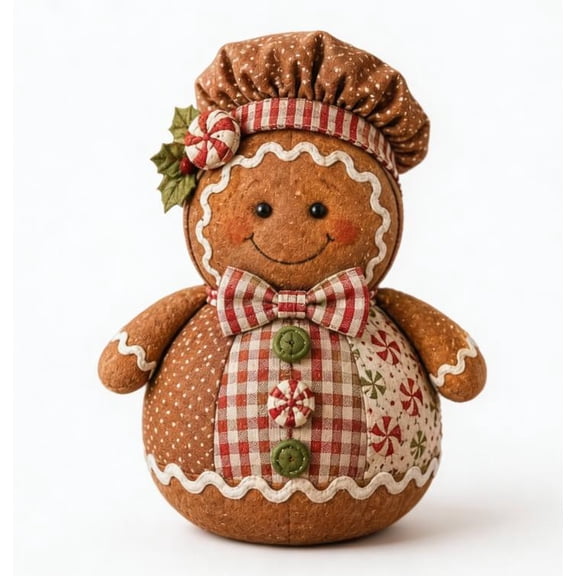 DIY Patchwork Fabric Character Doll Kit - Adorable Patchwork Friends Making Set for Kids & Adults Cozy Crafting Experience (Gingerbread Man)