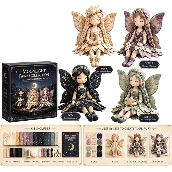 DIY Patchwork Fairy Kit, Charming Blossom Elf Patchwork Collection, All Required Accessories Included For Independent Handcraft Creation (G)