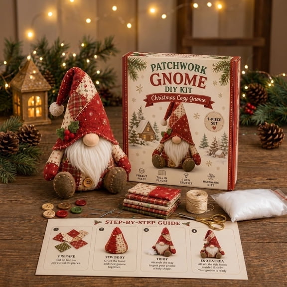 DIY Patchwork Gnome Sewing Craft Kit Handmade 3D Plush Gnome Making Set with Step-by-Step Guide Relaxing Activity for Teens Seniors Sewing Beginners
