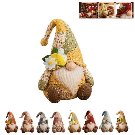 DIY Patchwork Gnome Sewing Kit, Christmas Handmade Plush Gnome Craft Set, Holiday Fabric Gnome Making Kit for Home Decor & Christmas Gift C