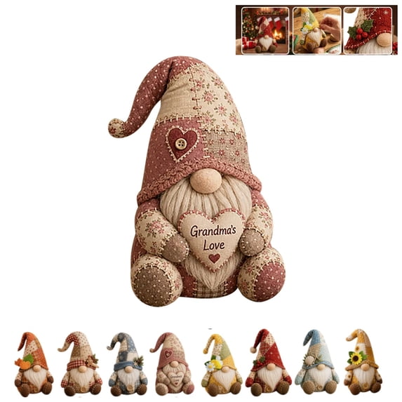 DIY Patchwork Gnome Sewing Kit, Christmas Handmade Plush Gnome Craft Set, Holiday Fabric Gnome Making Kit for Home Decor & Christmas Gift E