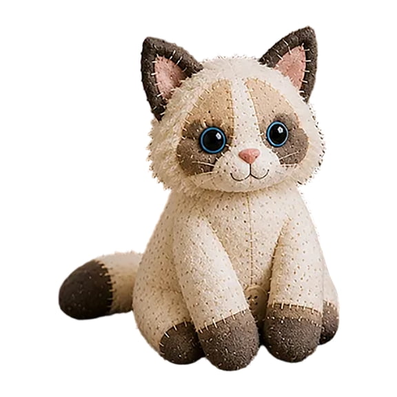 DIY Patchwork Kit, Handmade Sewing Craft Set with Floral Fabric, Stuffing, Tools, 3D Patchwork Cute Cat, DIY Plush Animal Sewing Kit, Handmade Craft Gift for Beginners