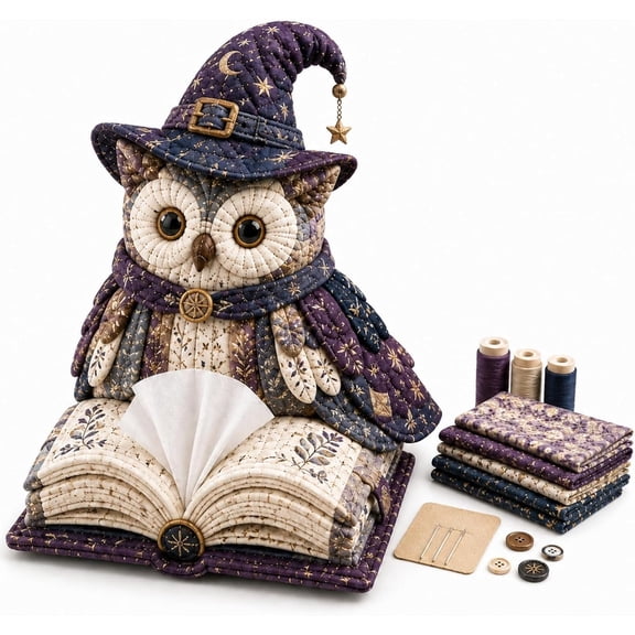 DIY Patchwork Owl Tissue Box Cover Sewing Kit - Handcrafted Animal Craft Set for Adults Home Desk Decor (E)