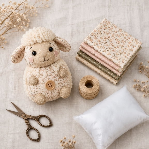 DIY Patchwork Sheep Kit, DIY Stuffed Animal Sewing Craft Kit With Pre-Cut Pieces & Premium Stuffing, Lovely Animal Design For Home Decor, Handmade Gift For Adult Beginners